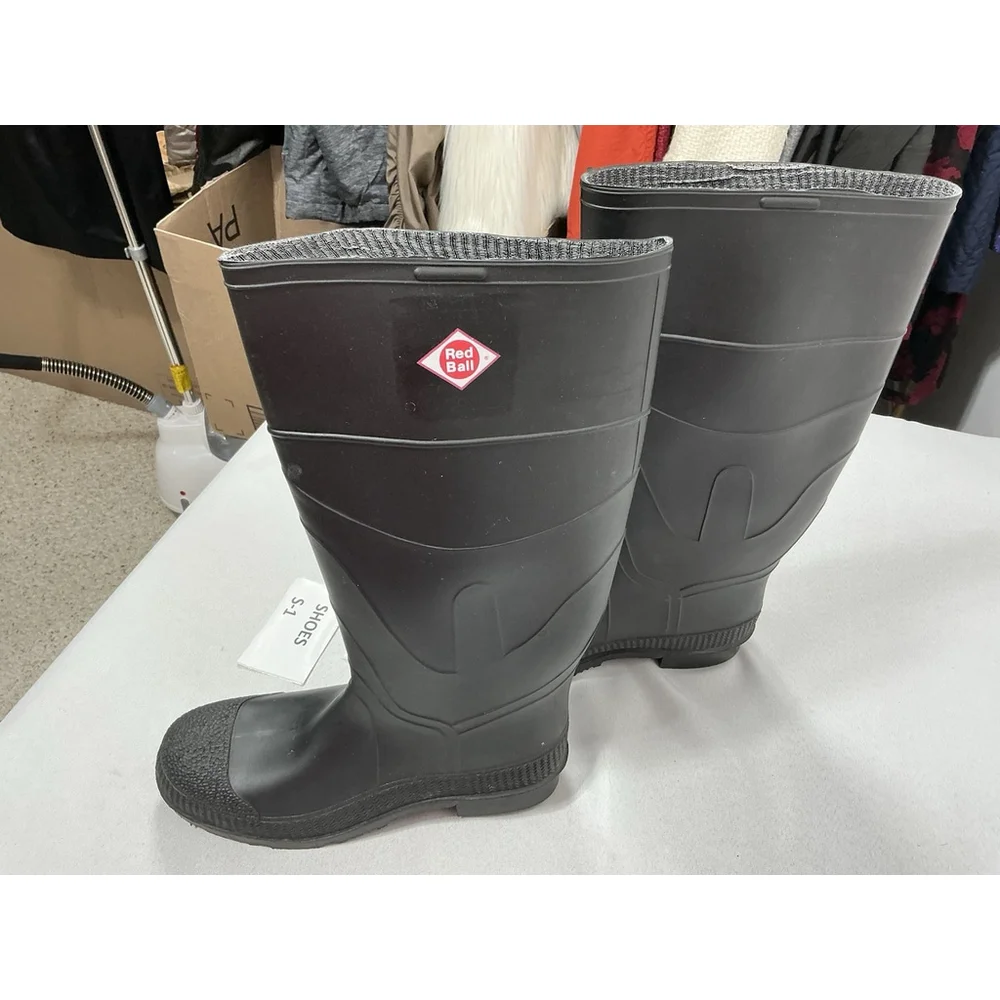 Mens Excellent Condition Red Ball Pull On Tall Rain boots Size 9 Black